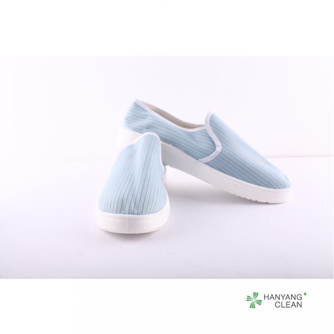 Cleanroom stripe blue canvas PVC sole anti slip shoe esd antistatic lab