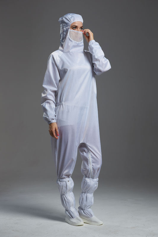 Class1000 Hooded Anti Static Overalls For Optical Production