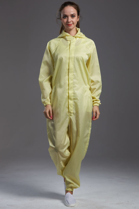 Anti static ESD sterilized dustproof yellow coverall with hood and
