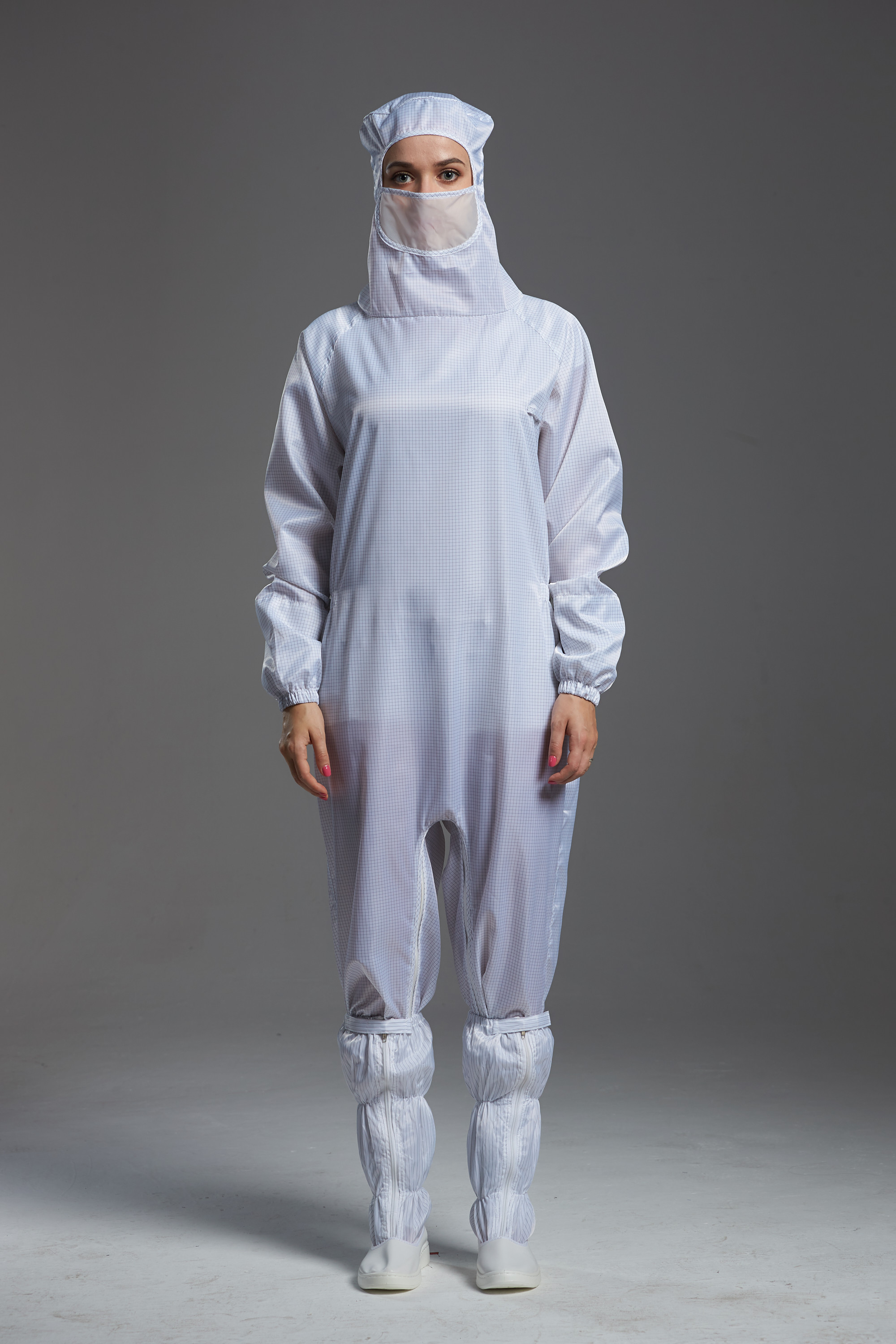 Class1000 Hooded Anti Static Overalls For Optical Production