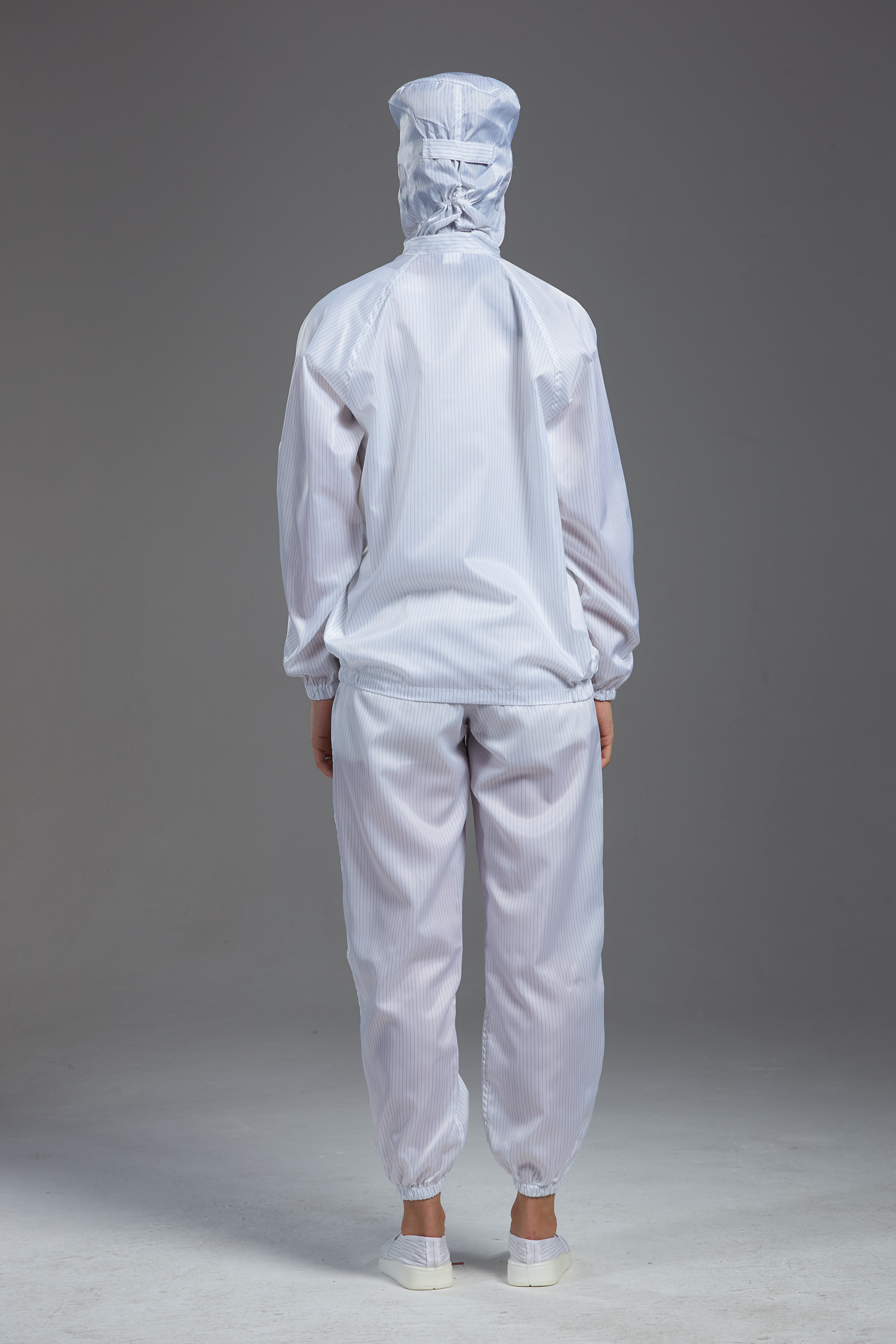 Anti static ESD cleanroom garment hooded jacket and pants white color