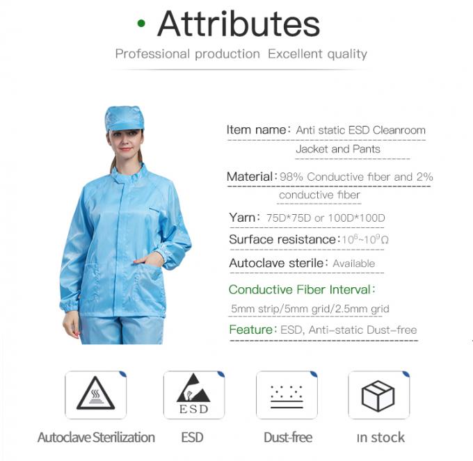 ESD antistatic cleanroom worker uniform and suit lintfree and dustproof