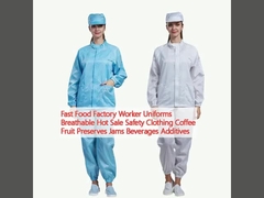 Fast Food Factory Worker Uniforms Breathable Hot Sale Safety Clothing Coffee Fruit Preserves Jams Beverages Additives