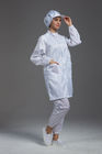 Anti Static ESD Labcoat Garment Resuable Class1000 straight open stand collar durable white in SMT Workshop