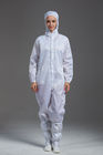 Conductive fiber Cleanroom workwear Antistatic ESD white color Long Sleeve Overall with hood