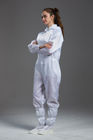 Anti static cleanroom coverall white color sterilization with hood pen holder in Pharmaceutical Workshop