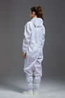Anti static cleanroom coverall white color sterilization with hood pen holder in Pharmaceutical Workshop