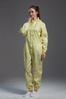 Anti static ESD sterilized dust-proof yellow coverall with hood and conductive fiber for calss 100 cleanroom