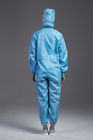 Cleanroom ESD antistatic coverall with hood blue color autoclaved sterilization for class 1000 or higer