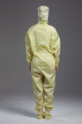 Antistatic ESD autoclavable hooded yellow color coverall with shoes cover for class 100 cleanroom