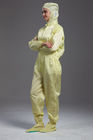 Antistatic ESD autoclavable hooded yellow color coverall with shoes cover for class 100 cleanroom
