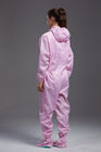 Anti static ESD sterilized dust-proof pink hooded coverall with conductive fiber for class 100 cleanroom