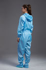 Anti static ESD autoclavable cleanroom blue coverall with hood and shoes cover for class 100