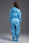 Anti static ESD autoclavable cleanroom blue coverall with hood and shoes cover for class 100
