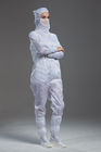 Antistatic ESD  Autoclave side open hooded Coverall white color with mask for class 100 cleanroom