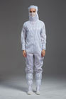 Antistatic ESD  Autoclave side open hooded Coverall white color with mask for class 100 cleanroom
