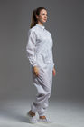 Antistatic ESD sterile dust-proof white coverall with conductive fiber for the class 1000 cleanroom