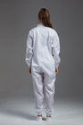 Antistatic ESD sterile dust-proof white coverall with conductive fiber for the class 1000 cleanroom