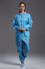 Anti static ESD blue color resuable autoclavable coverall garments polyster fiber for class 1000 cleanroom