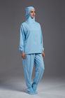 ESD antistatic Reusable blue jacket and pants with hood and shoes cover for class 100 cleanroom