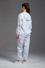 Anti static ESD white color autoclavable jacket workwear with hood for the class 100 cleanroom