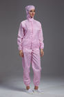 Anti static ESD sterilized class 1000 cleanroom jacket and pants pink color with hood
