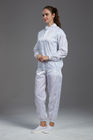Cleanroom ESD antistatic autoclaved sterilized jacket and pants white color for class 1000 or higer