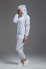 Anti static ESD cleanroom garment hooded jacket and pants white color autoclaved sterilization