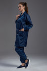 Dark Blue Clean Room Smock , Esd And Antistatic Uniform CE Approved