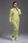 Yellow Unisex Clean Room Garments Anti Static With Straight Open Buttons