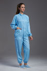 Lapel Collar Unisex Clean Room Uniforms Blue Esd Suit For Printing Industry