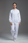 White Clean Room Garments Wear Resistant With Left Arm Pen Pocket