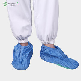 ESD anti-static cleanroom shoes cover with PVC soft sole anti-slip blue color for electronic workshop