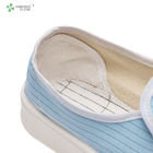 Pharmaceutical factory cleanroom stripe canvas PVC outsole shoe breathable esd antistatic work shoes