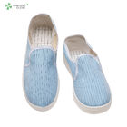 Electronics factory cleanroom stripe canvas PVC outsole shoe breathable esd antistatic work shoes