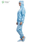 Clean Room ESD Workwear Anti Static Garments Washable Autoclavable Blue Color Zipper Open