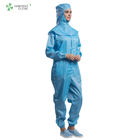 Anti static autoclavable ESD cleanroom garment coverall blue color with polyster fiber for class 1000