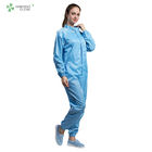 Anti static autoclavable ESD cleanroom garment coverall blue color with polyster fiber for class 1000