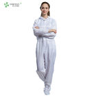 Conductive Fiber Non Static Clothing ESD With Hood Boots For Class 100 Clean Room