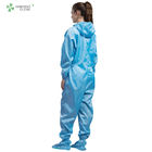 Anti static ESD autoclavable cleanroom blue hooded coverall with shoes cover for class 100