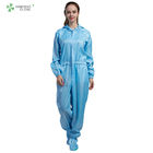 98% Polyster Fiber Hooded Anti Static Coverall With Boots Reusable Gown In SMT Workshop