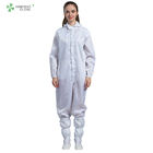 S - 5XL Clean Room Garments Dust Free White Color Hooded Overall With Carbon Fiber
