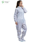 ESD antistatic autoclave sterilized cleanroom coverall connect with hood white color for parmaceutical industry
