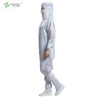 Cleanroom ESD anti-static coverall connect with hood and shoes cover white color dust-free