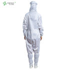 Cleanroom ESD anti-static coverall connect with hood and shoes cover white color dust-free