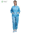 Cleanroom ESD antitsatic Jacket and pants blue color with conductive fiber dust-proof, lint free for class 1000