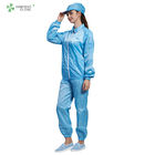 Cleanroom ESD antitsatic Jacket and pants blue color with conductive fiber dust-proof, lint free for class 1000