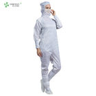 ESD Antistatic autoclaved cleanroom coverall Jumpsuit white color with facemask for parmaceutical industry