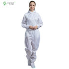 ESD antistatic 5*5mm stripe carbon fiber cleanroom suit with hood and shoes cover for grade A or B cleanroom