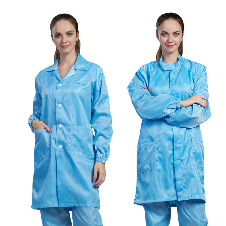 Cleanroom Working Anti Static Garments Unisex Esd Smock Gown